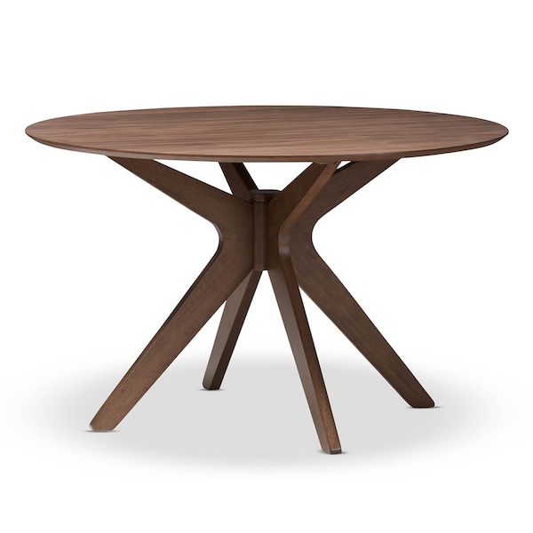 Baxton Studio Monte Mid-Century Modern Walnut Wood 47-Inch Round Dining Table 134-7175 - main